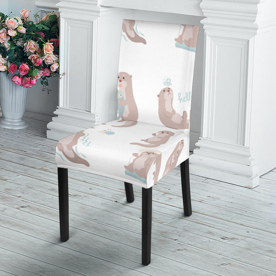 Cute Sea Otters Pattern Dining Chair Slipcover