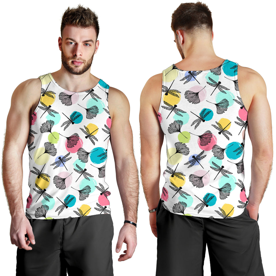 Dragonflies ginkgo leaves pattern Men Tank Top