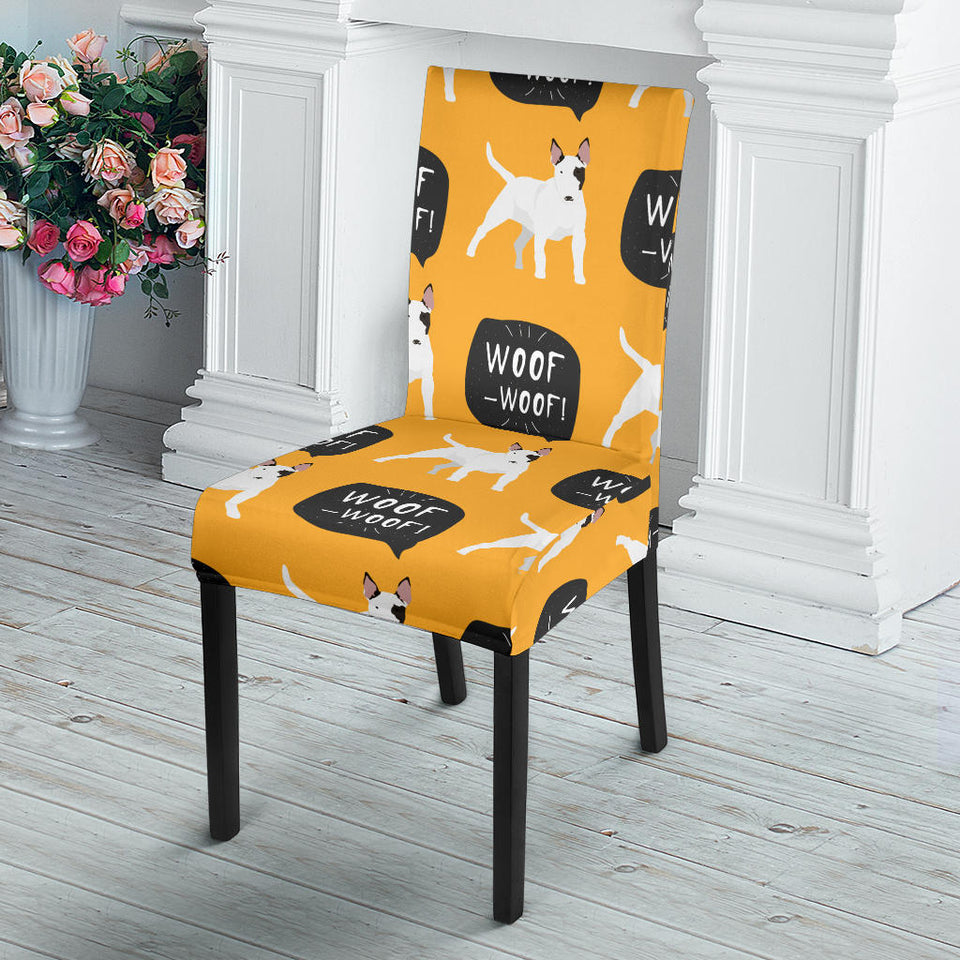 Bull Terrier Pattern Print Design 03 Dining Chair Slipcover