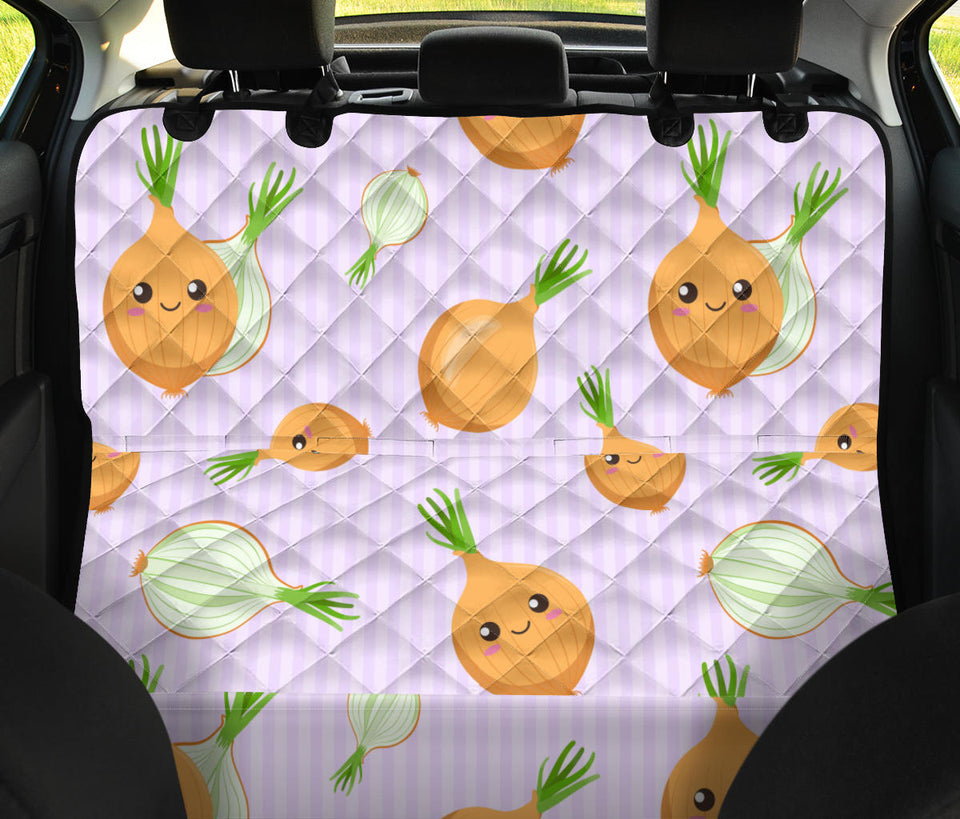 Cute Onions Smiling Faces Purple Background Dog Car Seat Covers
