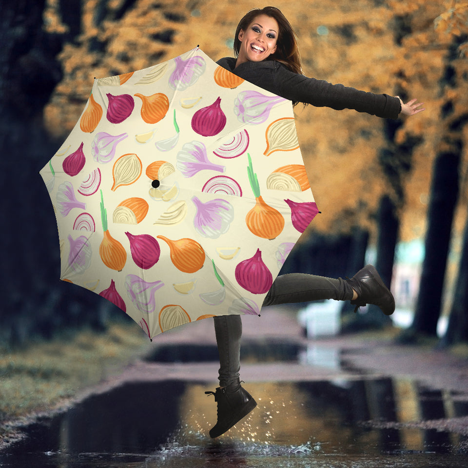 Onion Garlic White Red Pattern Umbrella