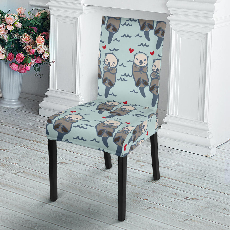 Lovely Sea Otter Pattern Dining Chair Slipcover