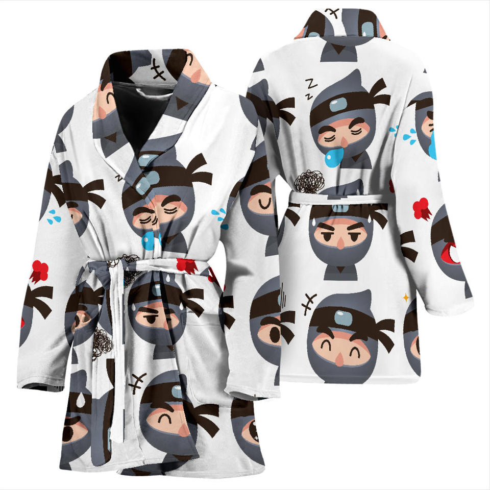 Cute Ninja Design Pattern Women'S Bathrobe