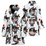 Cute Ninja Design Pattern Women'S Bathrobe