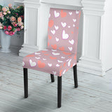 Coral White Heart Pattern Dining Chair Slipcover