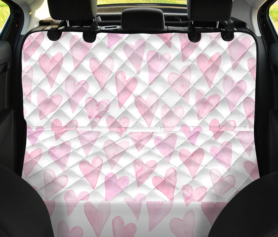 Watercolor Pink Heart Pattern Dog Car Seat Covers