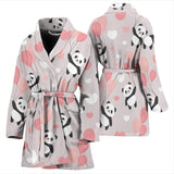 Cute Panda Ballon Heart Pattern Women'S Bathrobe