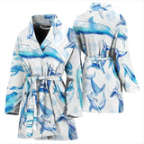 Watercolor Dolphin Pattern Women'S Bathrobe