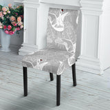 White Swan Gray Background Dining Chair Slipcover