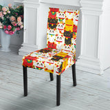 Colorful Maneki Neko Lucky Cat Pattern Dining Chair Slipcover