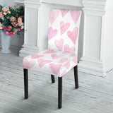 Watercolor Pink Heart Pattern Dining Chair Slipcover