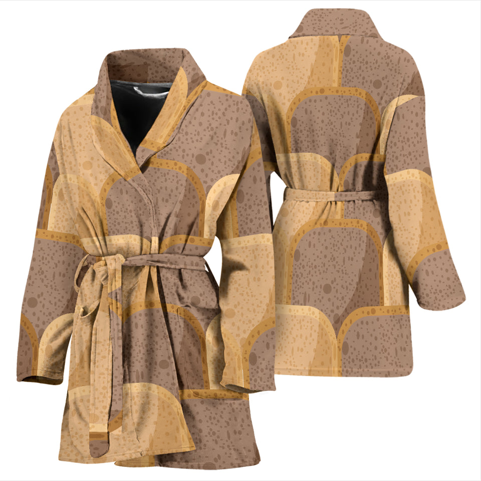 Bread Toast Pattern Print Design 04 Women's Bathrobe