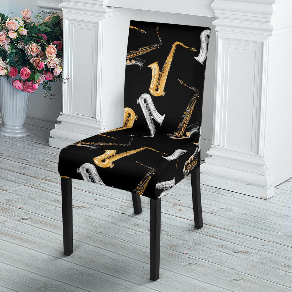 Saxophone Design Pattern Dining Chair Slipcover