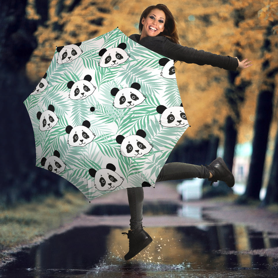 Panda Pattern Tropical Leaves Background Umbrella