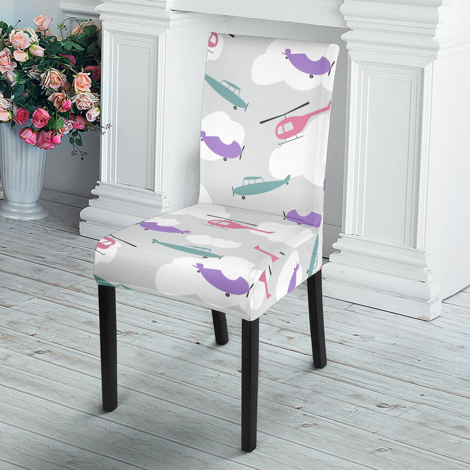 Helicopter Plane Pattern Dining Chair Slipcover