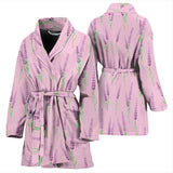 Lavender Pattern Pink Background Women'S Bathrobe