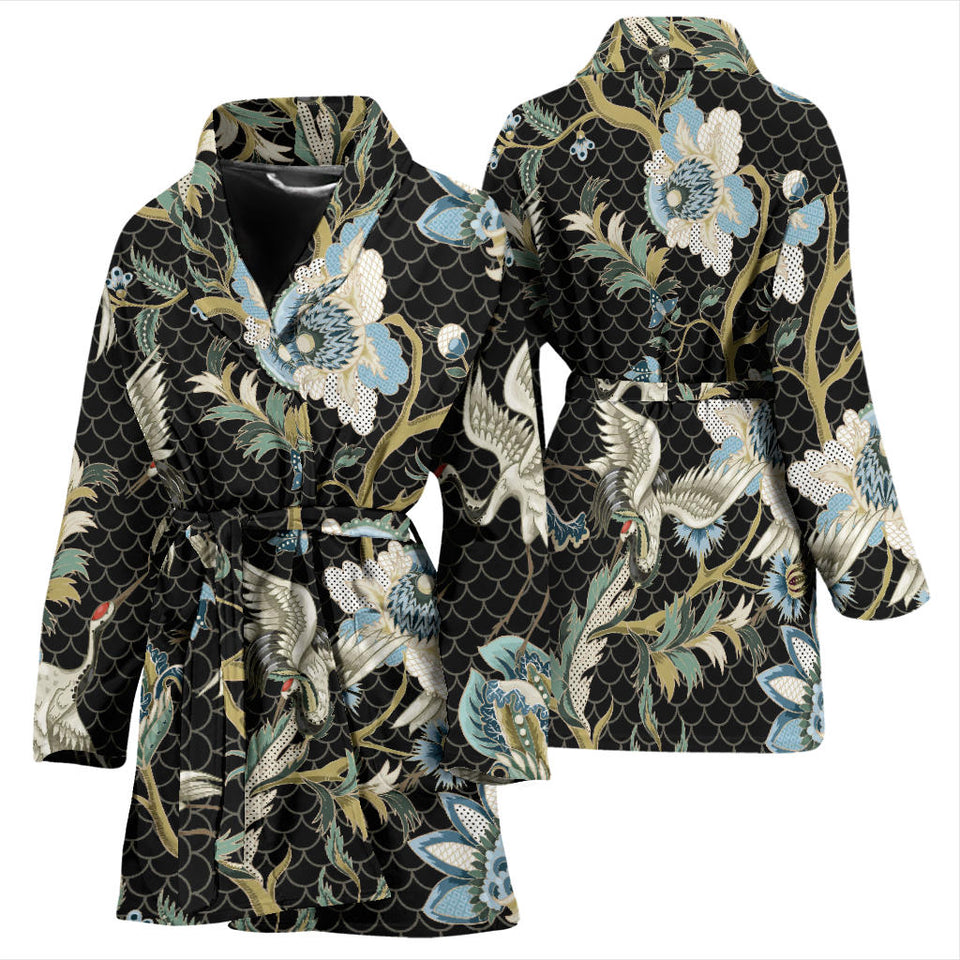 Japanese Crane Ornament Elements Women'S Bathrobe