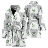 Hand Drawn Koala Leaves Pattern Women'S Bathrobe