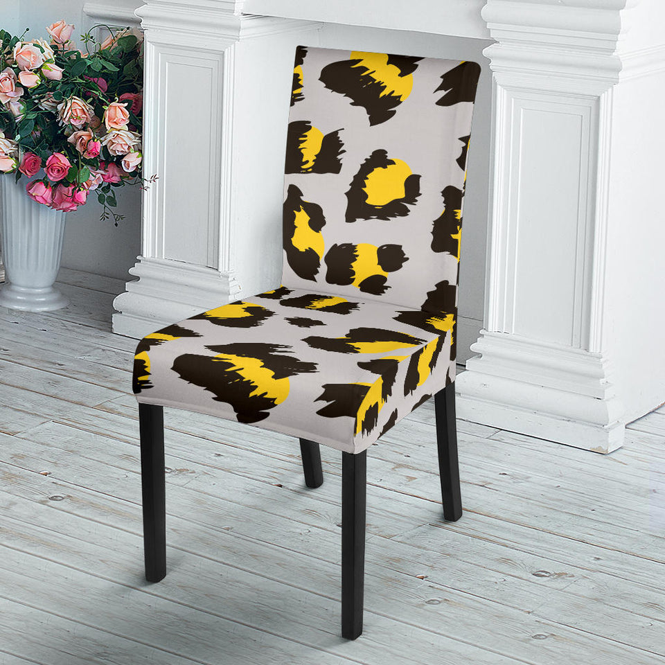 Gray Leopard Print Pattern Dining Chair Slipcover