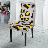 Gray Leopard Print Pattern Dining Chair Slipcover
