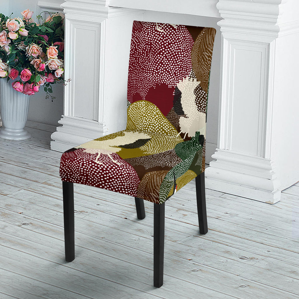 Japanese Cranes Flying Forest Dot Pattern Dining Chair Slipcover