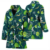 Lime Ice Flower Pattern Women'S Bathrobe