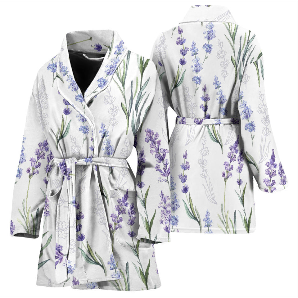 Hand Painting Watercolor Lavender Women'S Bathrobe