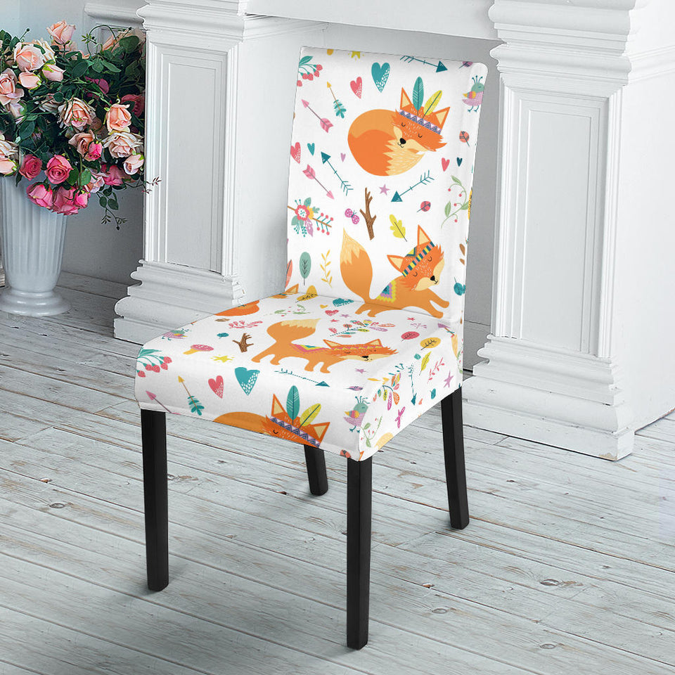 Cute Tribal Fox Pattern Dining Chair Slipcover