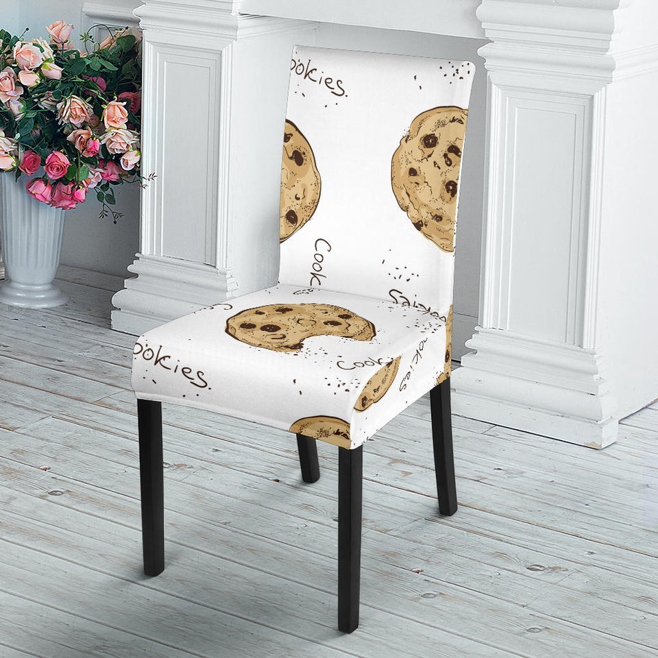 Sketch Style Cookie Pattern Dining Chair Slipcover