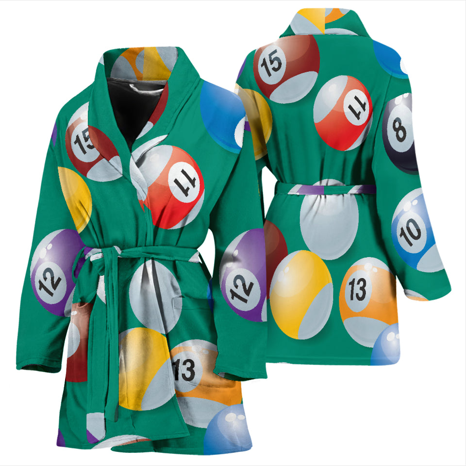 Billiard Ball Pattern Print Design 01 Women's Bathrobe