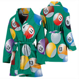 Billiard Ball Pattern Print Design 01 Women's Bathrobe