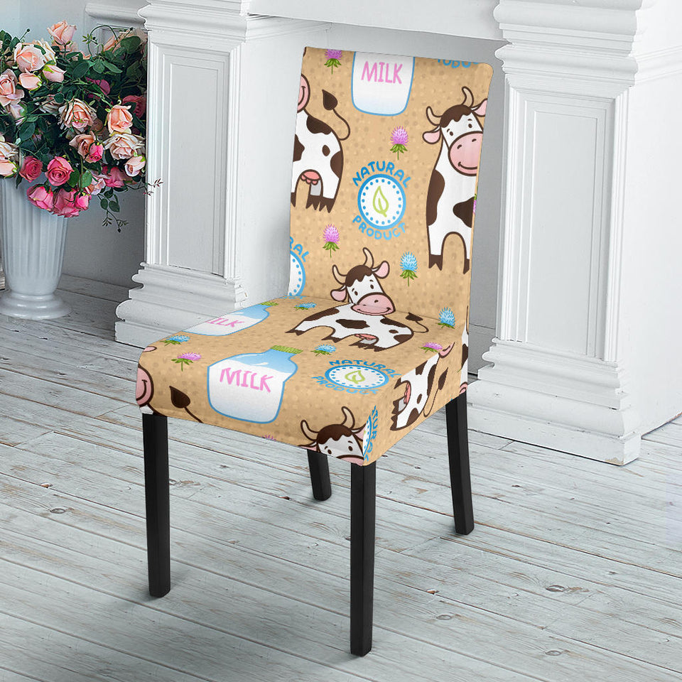 Cow Bottle Of Milk Pattern Dining Chair Slipcover