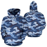Blue Camo Camouflage Pattern Men Women Pullover Hoodie