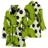 Kiwi Black Dot Background Women'S Bathrobe