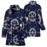 Nautical Steering Wheel Design Pattern Women'S Bathrobe