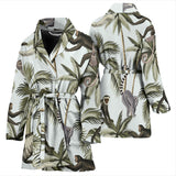 Monkey Sloth Lemur Palm Trees Pattern Women'S Bathrobe