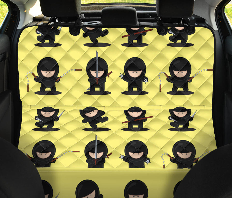 Cute Ninja Yellow Background Dog Car Seat Covers