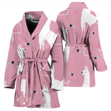Llama Alpaca Pink Background Women'S Bathrobe