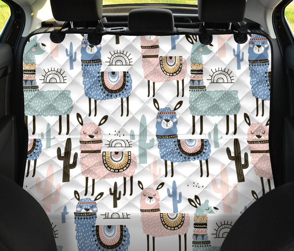 Lama Alpaca Cactus Hand Drawn Pattern Dog Car Seat Covers