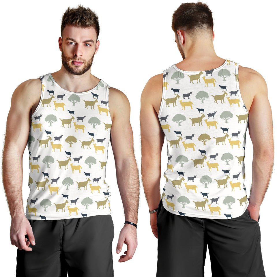 Silhouettes of goat and tree pattern Men Tank Top