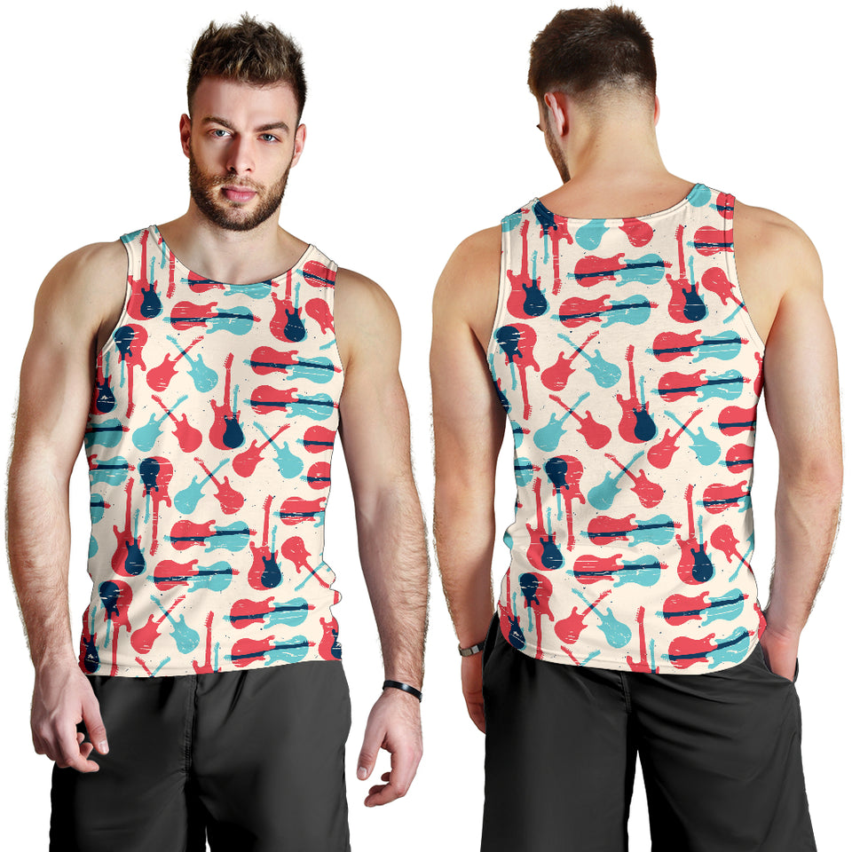 Red Blue guitar pattern Men Tank Top