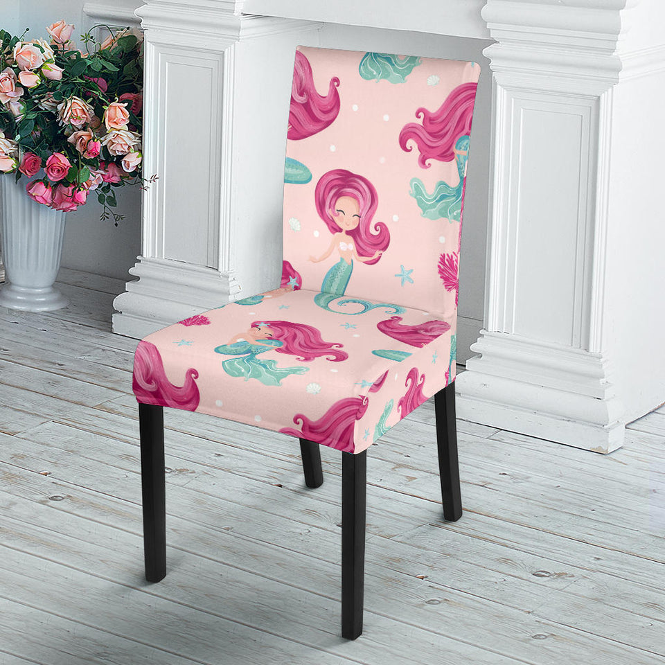 Cute Little Mermaid Pattern Dining Chair Slipcover