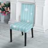 Snowflake Pattern Blue Stripe Background Dining Chair Slipcover