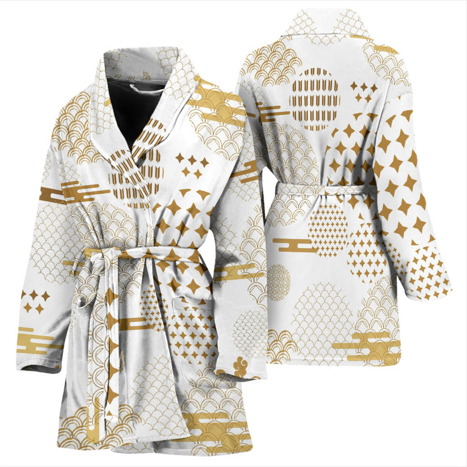 Beautiful Gold Japanese Pattern Women'S Bathrobe