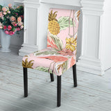 Pink Flamingo Birds Pineapples Hibiscus Flower Pattern Dining Chair Slipcover