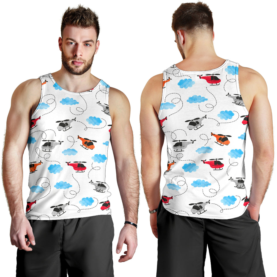 Watercolor helicopter cloud pattern Men Tank Top