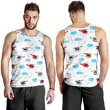 Watercolor helicopter cloud pattern Men Tank Top