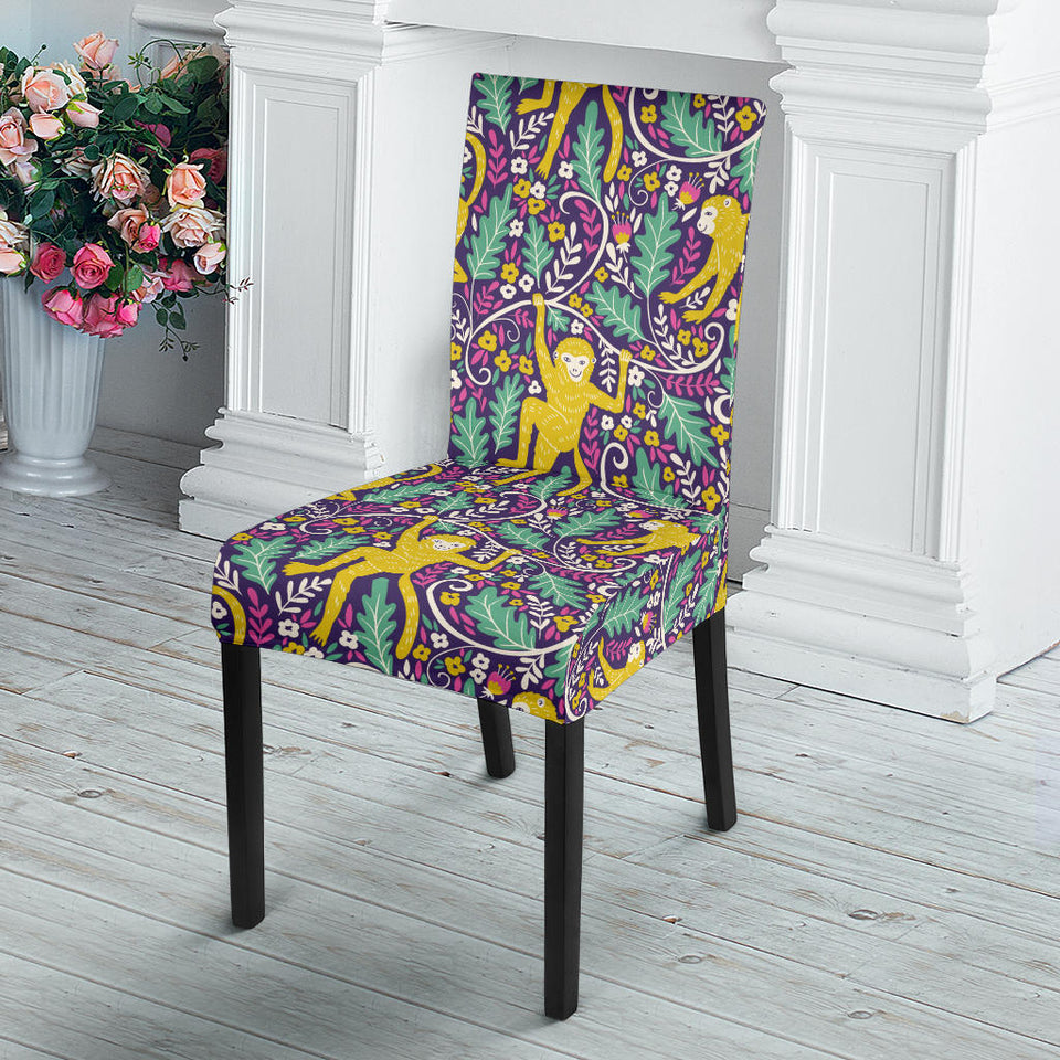 Cute Yellow Monkey Leaves Pattern Dining Chair Slipcover