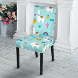 Llama Alpaca Cactus Leaves Pattern Dining Chair Slipcover