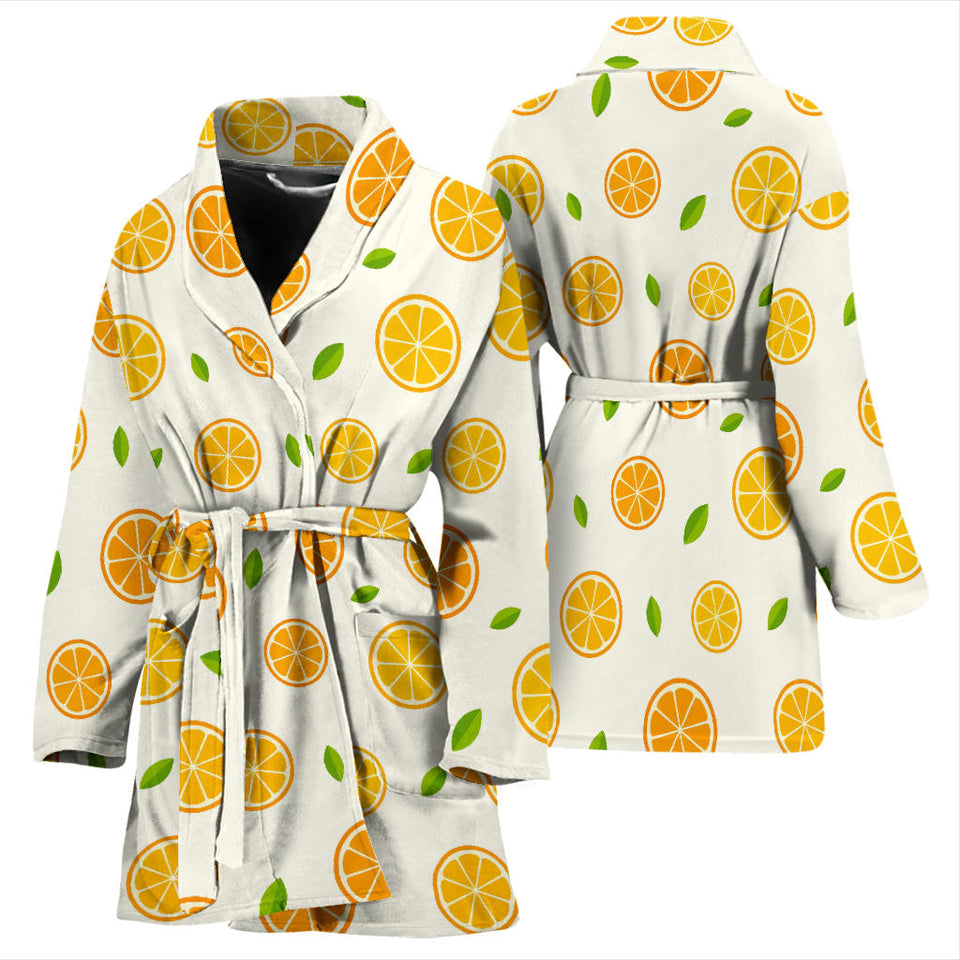 Oranges Leaves Pattern Women'S Bathrobe